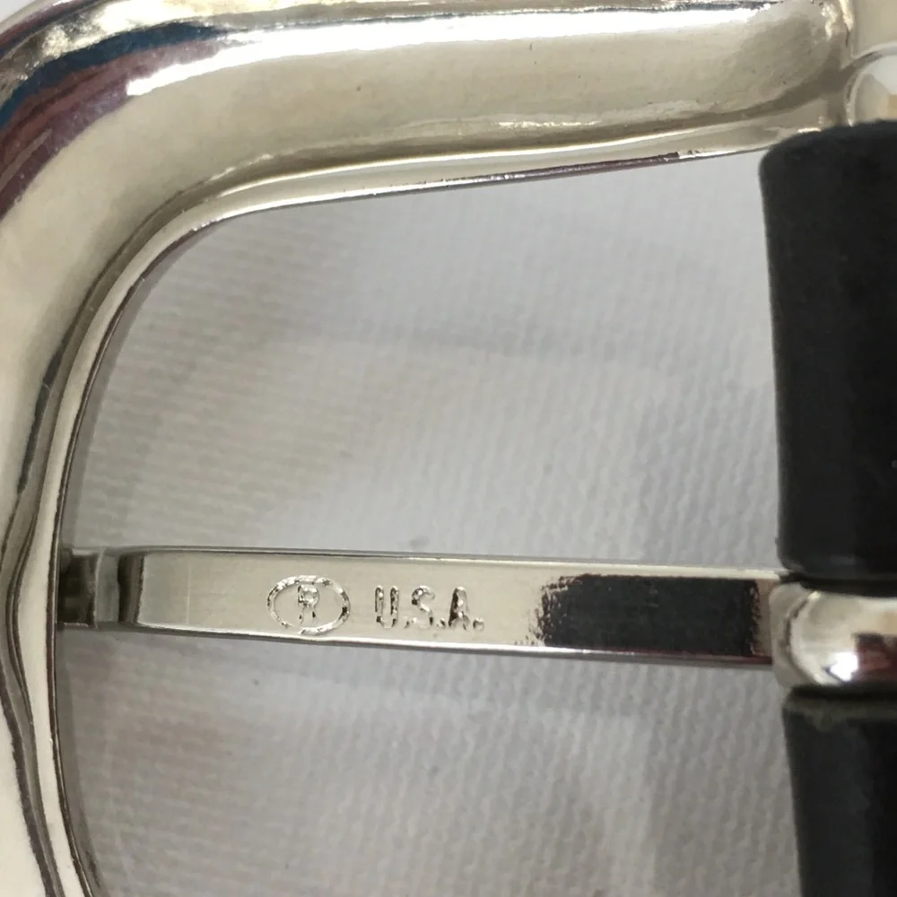 Smooth Black Italian Leather Belt Silver Buckle Women’s Size Small